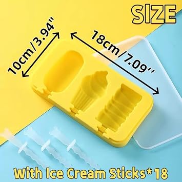 3 Pcs Popsicles Molds Bpa Free,Cute Versatile Ice Pop Silicone Popsicle Molds For Toddlers and kids.Homemade Frozen,Popsicle Maker Mold Set Easy to Unmold (3 PCS (fruit*1+love*1+ice cream*1))