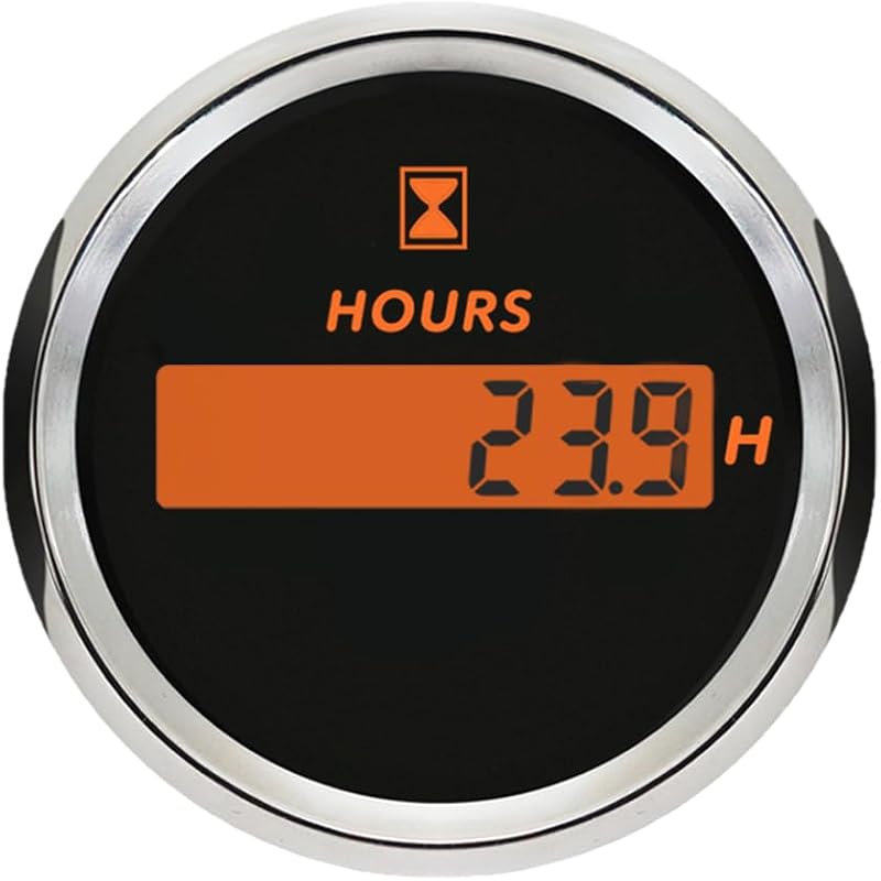 Horímetro digital 52 mm 12 V/24 VDC com iluminação ajustável – 1 unidade