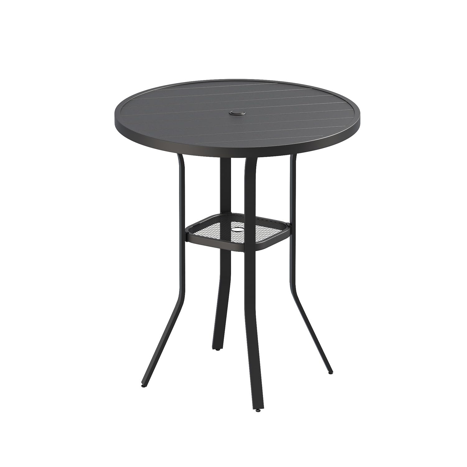 VICLLAX 35.5" Round Outdoor Bar Table, Bar Height Patio Table with Adjustable Umbrella Hole for Balcony, Black