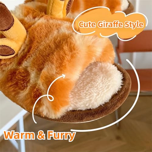 Cute Giraffe Slippers for Women Indoor Cozy Winter Warm House Shoes Non Slip Open Toe Plush Cotton Gifts Home Slides Fun Animal Themed Soft Fleece4