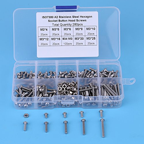 280pcs Viti a testa cilindrica in acciaio inox