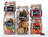 Simple Flow - 5-Piece Glass Canister Set with Airtight Clamp Lids-Food Storage Container