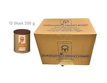 Kurukahveci Mehmet Efendi Turkish Coffee, 100% Arabica, 8.8oz (Pack of 12) | Finely Roasted Ground Coffee for Cezve, Rich Aroma, Medium, Vegan, Gluten Free, Authentic Turkish Coffee Tradition Since 1871