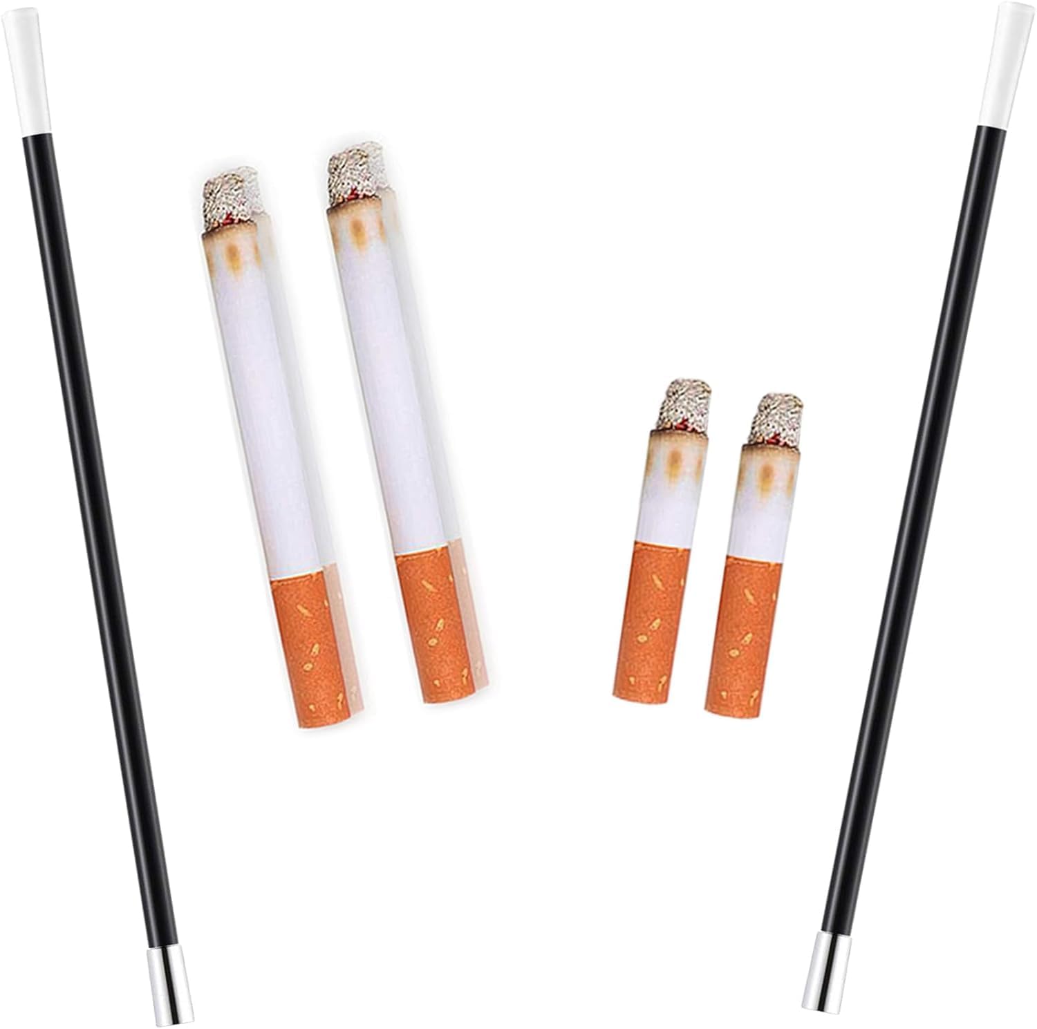 2 Long Cigarette Holders & 2 Fake Puff Cigarettes & 2 Half Fake Cigarettes with Smoke for 1920s Accessories for Women - Audrey Hepburn,Cruella Deville,Beatnik,Costume Flapper Photo Prop Party