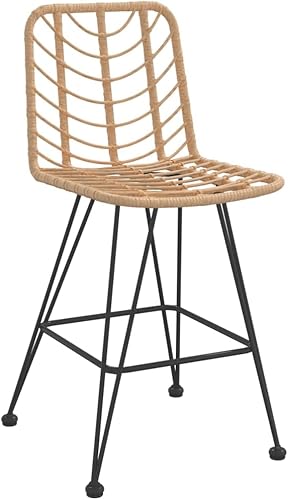 Miniatura 3 de Taburetes de bar 2 piezas 17.7x22 x40.7 PE Rattan y acero cómodas sillas de patio al aire libre Sillas para Comedor para sala de estar, playa,