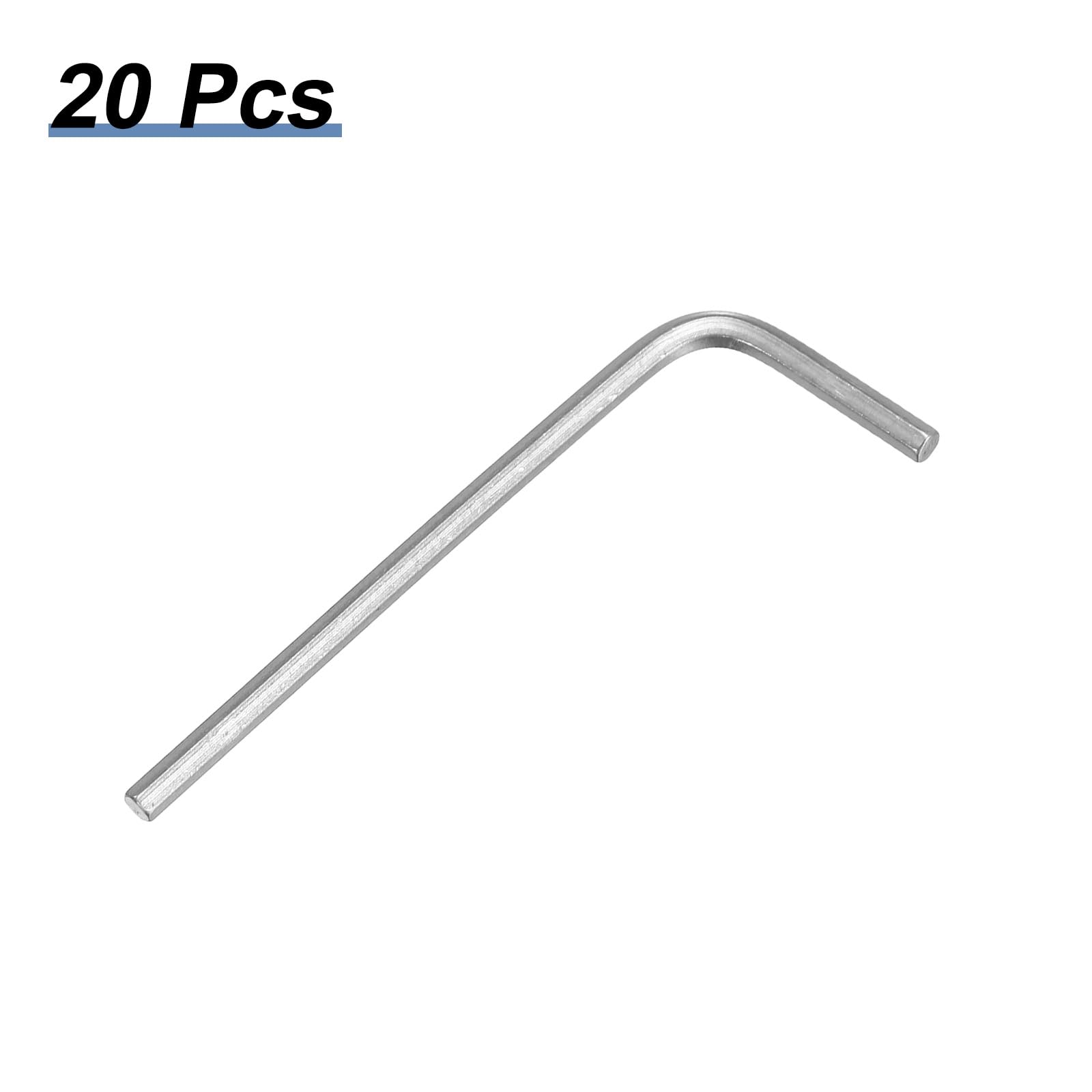 HARFINGTON 20 llaves hexagonales de 5/64 pulgadas 45# de acero al carbono en forma de L hexagonales SAE herramienta de reparación para reparación de bicicletas y motocicletas, tono plateado