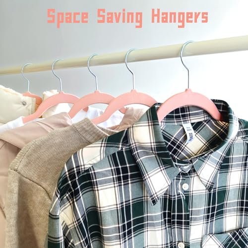 BGRQRIQ Pink Velvet Hangers 30 Pack, Anti-Slip Slim Space Saving Hangers with 360° Swivel Hook, 17.5 Inch Velvet Clothes Hangers for Coats,Sweater,Jackets,Dresses, Shirts, Suits & T-Shirts (Pink, 30) by BGRQRIQ - Image 6