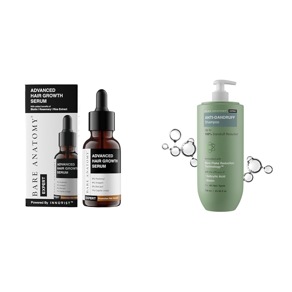 Bare Anatomy Advanced Hair Growth Serum | 3% Redensyl + 4% Anagain + 3% Baicapil + 1% Capilia Longa,for Women & Men | 30mL Expert Anti-Dandruff Shampoo - 750ML-picture-43