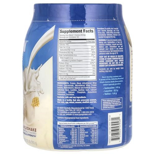 Image of Pure Protein Powder, Whey, High Protein, Low Sugar, Gluten Free, Vanilla Cream, 1.75 lbs