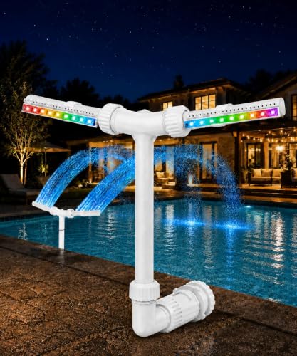 Solar Pool Fountain with 18 LED Lights, Floating Pool Water Fountain with Remote Control, Dual Spray...