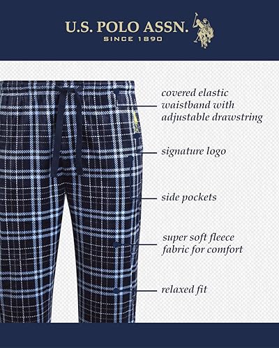 U.S. Polo Assn. Men's Pajama Pants - Soft Fleece Plaid Lounge Pants Sleepwear Bottoms for Men with Pockets (Sizes: S-XL)2