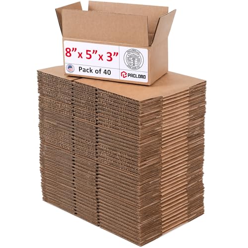 Image of Small Cardboard Boxes 8 inchL x 5 inchW x 3 inchH (Pack of 40) - USA-Made Packing Boxes for Moving, Shipping, or Storage - USPS, UPS, FedEx Approved - Professional Packing Supplies for Moving
