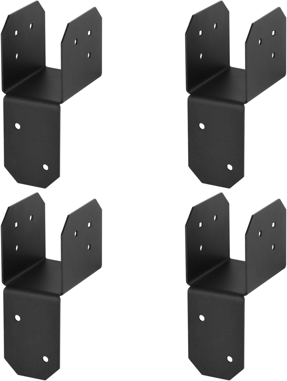 4 Pcs 2x4 2x6 Post Caps Tie Bracket, Pergola Brackets, Joist Hanger Connector for Deck & Roof, 17 Gauge Black