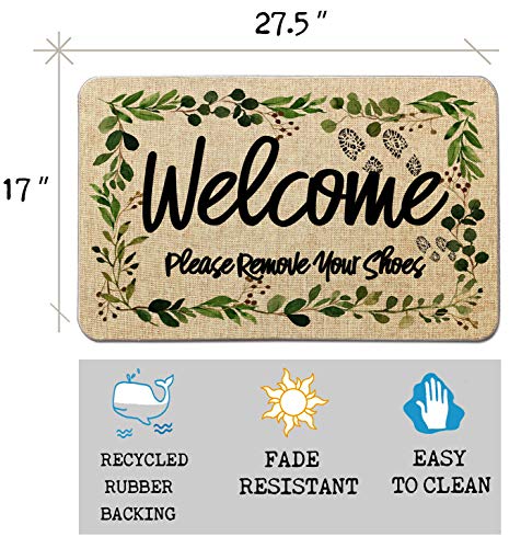Occdesign Durable Burlap Front Door Mat Rug -Welcome Please Remove Your Shoes -Decorative Doormat for Porch Entry -27.5X17 inches - Thumbnail 5