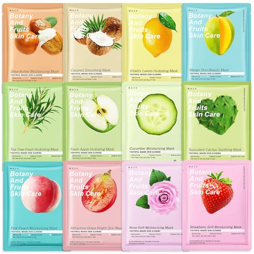 12 Piezas Daily Care Mascarilla Facial,Face Mask Hidratante,Calma...