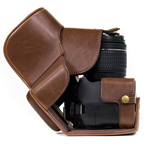 Megagear Nikon D3400 Ever Ready Leather Camera Case And Strap, With Battery Access - Dark Brown - Mg857 #TOP2
