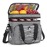 Maelstrom Portable Collapsible Soft Cooler Bag – 24/30/60 Cans Double-Deck Leakproof Ice Chest for Beach, Camping & Grocery (Grey, 24 Can)