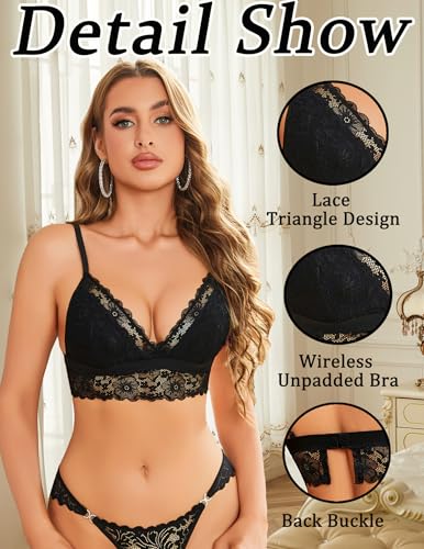 Avidlove Lace Bralette for Women Sexy Wireless Bralettes Non Padded Bralette V Neck Minimizer Lingerie3