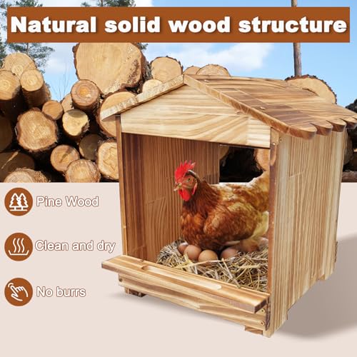 Caja de anidación de pollos de madera con 3 compartimentos para gallinero pequeño 7