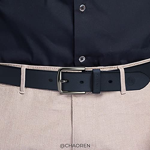 Image of CHAOREN Mens Belts Leather 35mm for Jeans - Tough at Work, Sharp Daily | Genuine Leather, Solid Buckle, Casual Occasion, Everyday Dress, Classic Style, Handmade, Gift Box