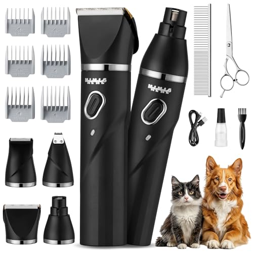 MALLMALL6 4-in-1 Dog Grooming Kit, 2-Speed Pet Clippers