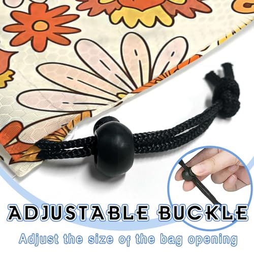 Image of Car Trash Bag Hanging Back of Seat Waterproof Small Cute Printed One-Handed Strap Drawstring Garbage Bags for Car-Colorful Flower