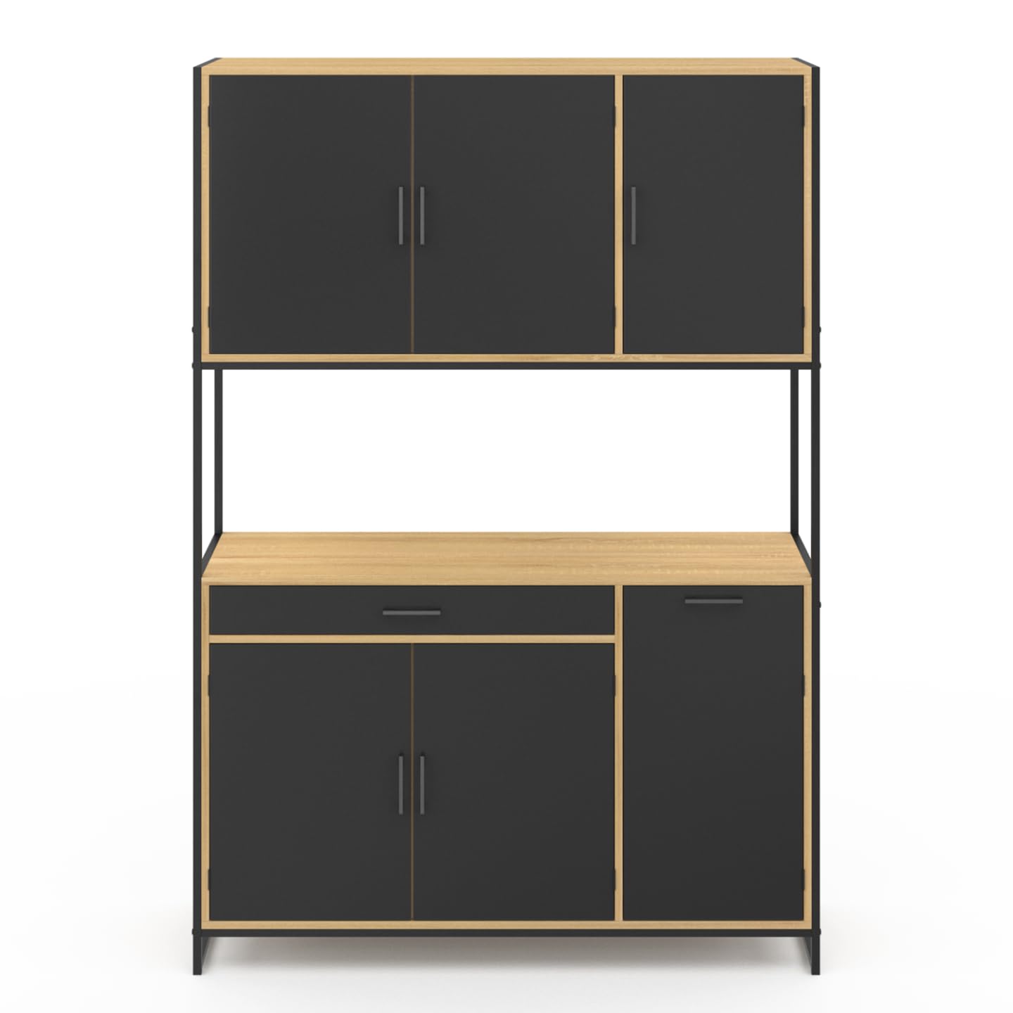 IDMarket - Buffet de Cuisine 120 cm Boston Design Industriel | Avec 6 portes et tiroir