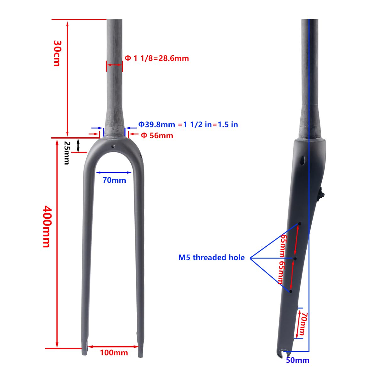 Amazon.com: WCS 700C Carbon Fiber Gravel Bike Fork 1 1/8 to 1 1/2