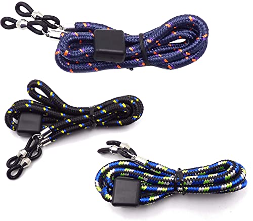 La Optica B.L.M. Unisex Brillenband Bunt 65cm für Sonnenbrillen, Lesebrillen, Brillen, Sport - Farben (3er Set (Schwarz, Blau, Navy)) Cover