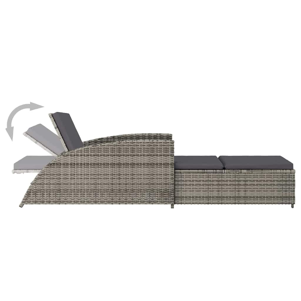 Sonnenliege mit Auflage PE Rattan Gartenliege Grau