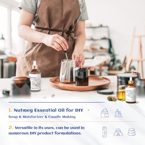 Image of HIQILI Nutmeg Essential Oil 3.38 Fl Oz, Pure Natural Nutmeg Oil for Aromatherapy, Diffuser - 100ml