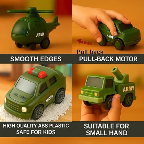 Image of GRAPHENE 5 in 1 Friction Military Army Truck Car Set for Boys 3-10 Years Old Montessori Carrier Educational Toy Light Music Unbreakable Pullback Action Helicopter Taxi Playset Best Gift Boy Girl