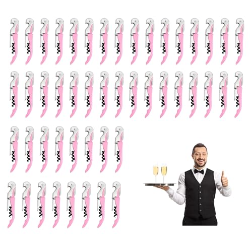 Corkscrews Wine Bottle Opener Waiters Friend Cork Screw Stainless Steel Professional 3 in 1 Multifunctional Wine Key for Servers Bartenders (12 Pink)