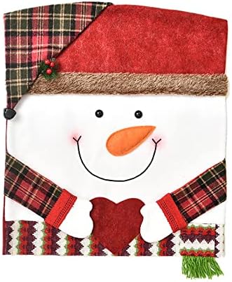 Christmas Chair Covers Set of 3 - Santa Snowman Reindeer - Festive Holiday Dining Chair Slipcovers - Xmas Decorations for Home Party (4, Snowman)