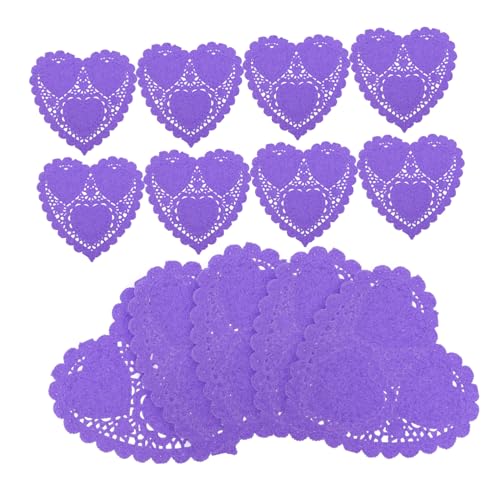 GRIRIW Food Paper Doilies Set 100pcs Mini Heart Shaped Oil Absorbing Cake Pastry Liners for Baking