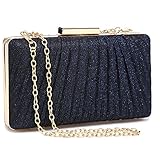 Dasein Women Evening Purses Clutch Bags Formal Party Clutches Wedding Purses Cocktail Prom Handbags (Pleated Navy Blue)
