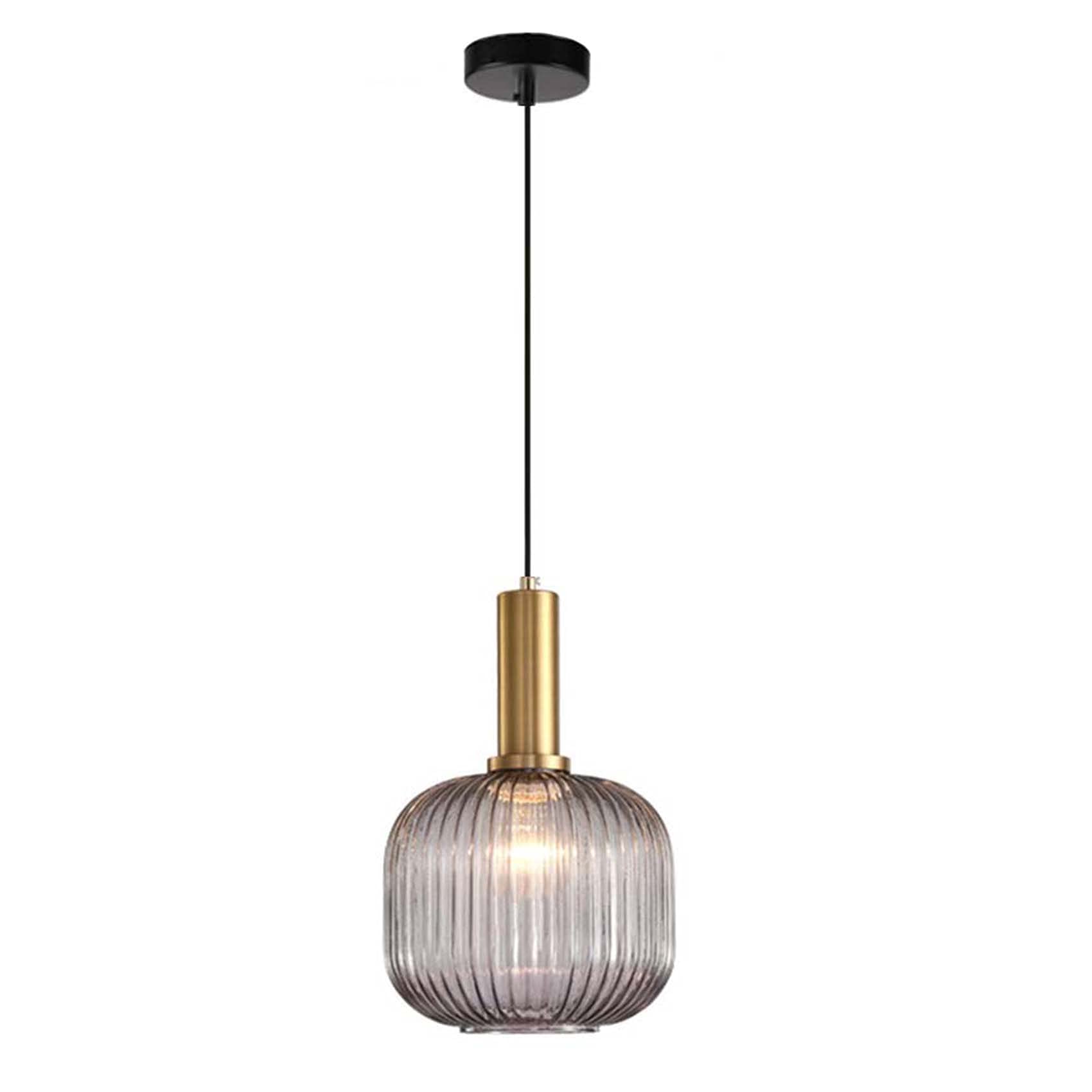 I-xun Pendant Light Fixtures Modern Pendant Lighting for Kitchen Island Farmhouse Striped Glass Pendant Light Shade (7.87'', Grey)