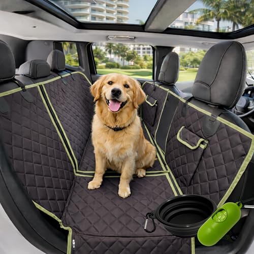 Nafra Home Housse Chien Voiture 6-en-1 | Housse de Voiture Siege Imperméable 600D avec Fenêtre Maille et Protection Portes | Siege Voiture Chien Universelle