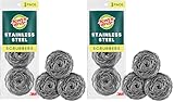 Scotch-Brite Stainless Steel Scrubber for Cleaning Kitchen, Household, and Dishes - 3 Scrubbers (Pack of 2)