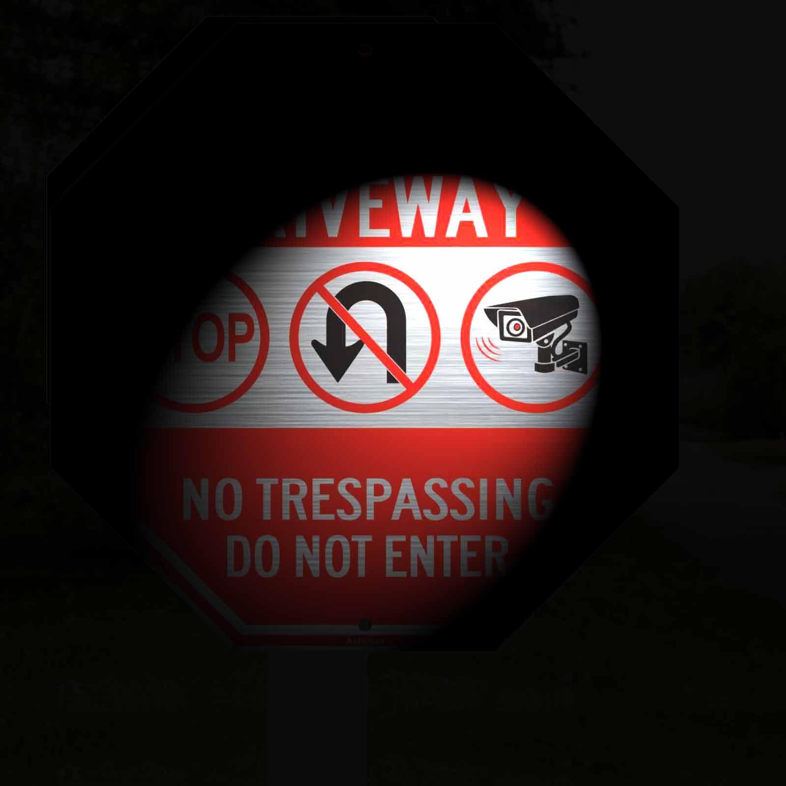 Señal de entrada privada, letrero de aluminio con texto en inglés "Private Drive No Trespassing", 12 x 12 pulgadas, octogonal de propiedad privada, no entrar, reflectante, protección UV y resistente a