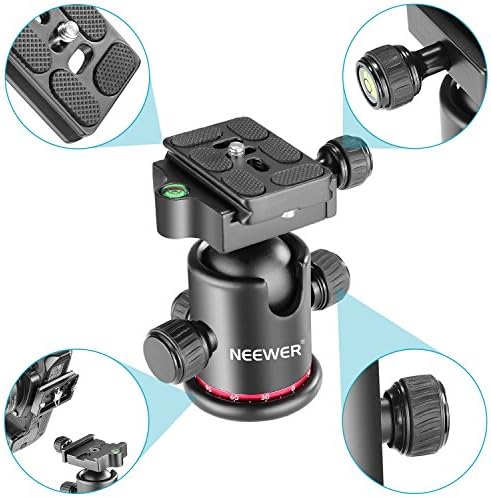 Neewer Professional Metal 360 Degree Rotating Panoramic Ball Head with 1/4 inch Quick Shoe Plate and Bubble Level,up to 17.6pounds/8kilograms,for Tripod,Monopod,Slider,DSLR Camera,Camcorder