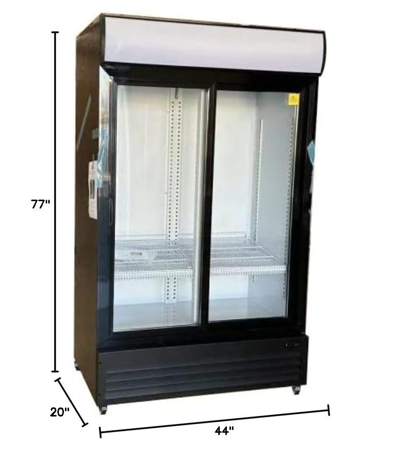 Commercial Refrigerator Glass 2-Door Sliding Door Merchandiser Display Cooler Case Fridge NSF, Bottom-Mounted, 54 inches width, capacity 47 cuft 110V, Restaurant Kitchen CDM-49RS - Image 4