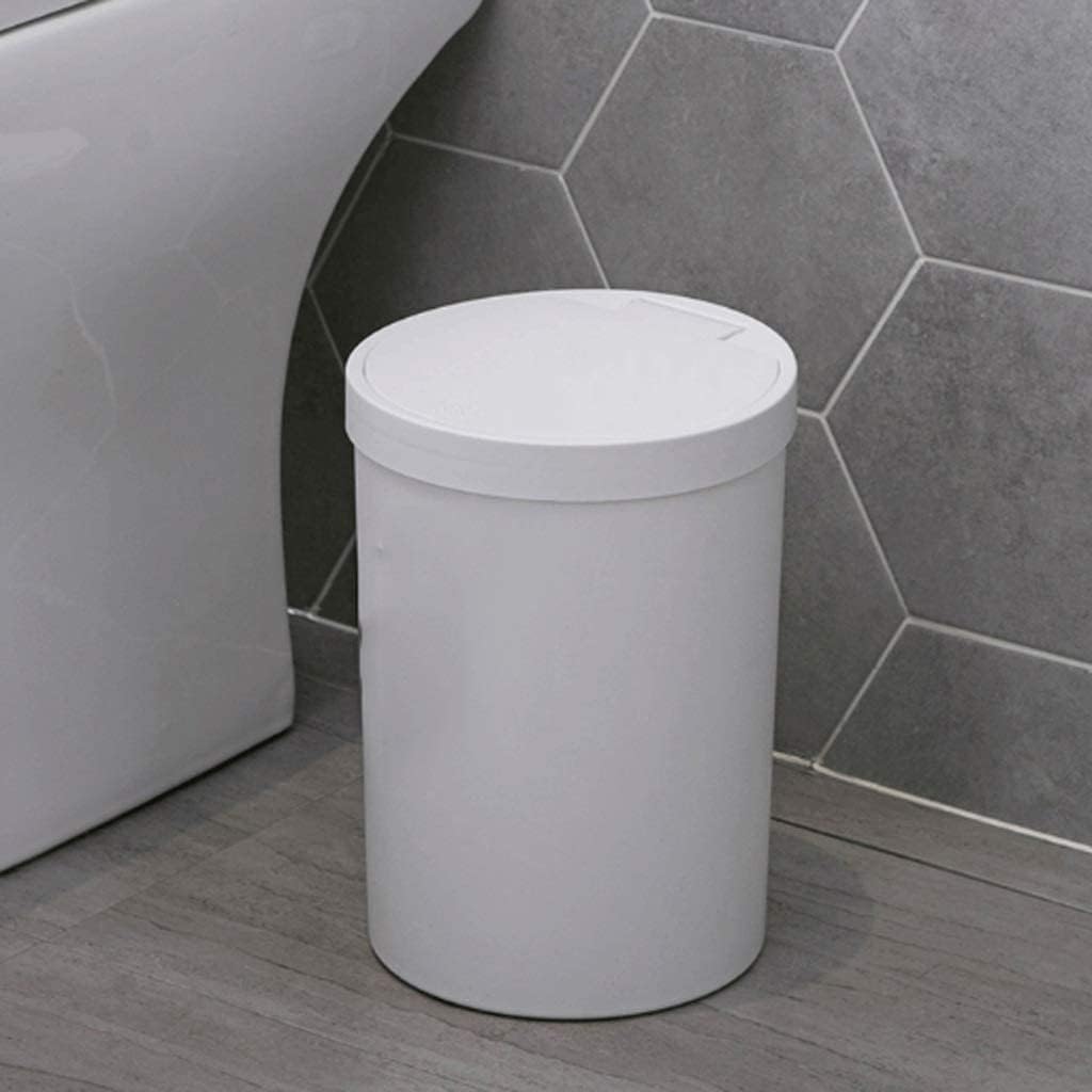 Garbage Cans Waste Bi with Spring Lid, Rubbish Bin with Touch Top Lid for Home Or Office Garbage, 2.1 Gallon(White) Basket