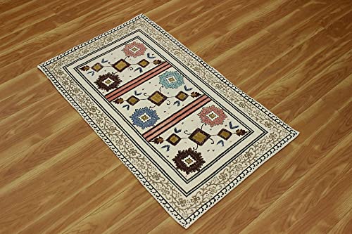 Tapis marocain grand format 2,1x2,1m lavable avec pompons pour chambre - 5