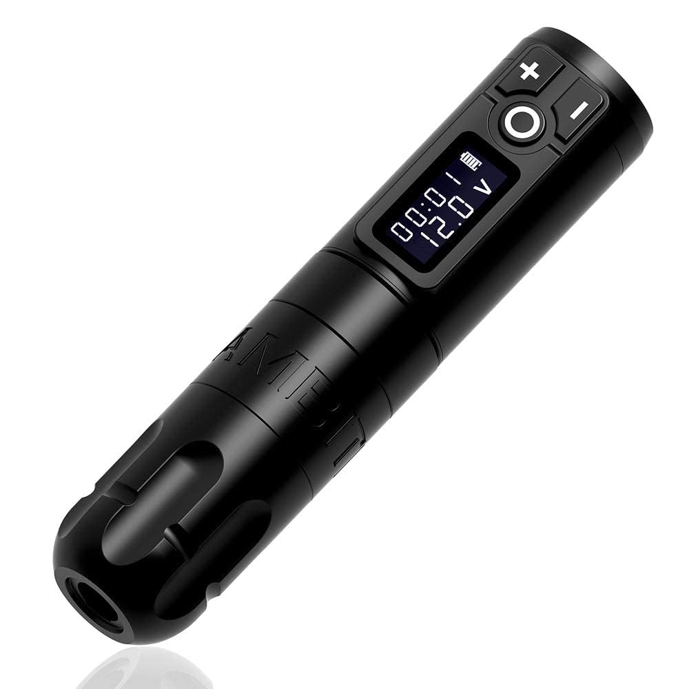 Ambition Soldier Máquina de cartucho de tatuaje con bolígrafo de batería rotativa con motor inalámbrico de 2400 mAh sin núcleo pantalla LED digital suministro de equipo de tatuaje Ambition MARS-U Máquina de tatuar inalámbrica con carrera ajustable - Cartucho giratorio para máquina de tatuar con pantalla LED de motor sin núcleo de potencia adicional de 1800 mAh