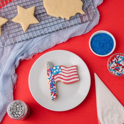 Image of Sweets Indeed 4th of July Sprinkles 4-Pack Set - Patriotic Stars, Sanding Sugar, Nonpareils and Jimmies Mix for Baking & Decorating Cupcakes, Cookies, Cakes & Desserts - 12.25 ounces