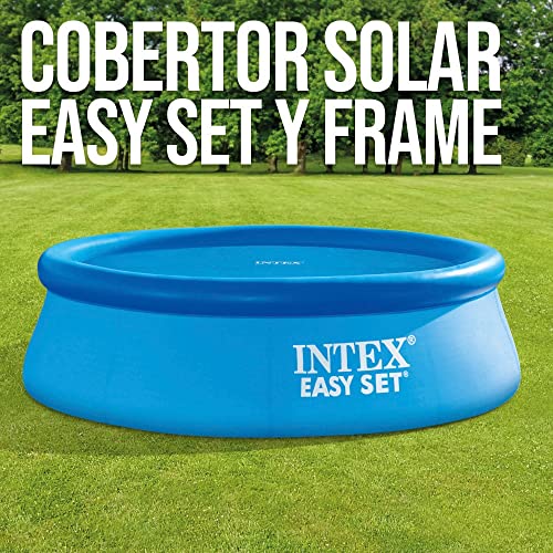 Intex 28012 - Solarabdeckplane, Abdeckung mit thermischer Isolierung für Runde Easy Set/Frame Pools, Polyethylen, Blau, ⌀ 366 cm