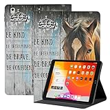 TPACC Case for iPad 10.2 Inch 2021/2020 iPad 9th/8th Generation & 2019 iPad 7th Generation, Slim PU Leather Folding Case Stand Shockproof TPU Back Cover, Inspirational Quotes Horse