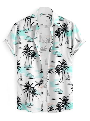 Image of Cotton Blend Stratchable Casual Half Sleeve Coconut Design Printed Men Shirt