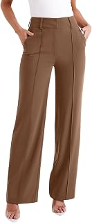 NIMIN Women's High Waisted Wide Leg Work Pants: Business Casual Trousers with Pockets, Stretchy Comfort for Office & Daily Wear